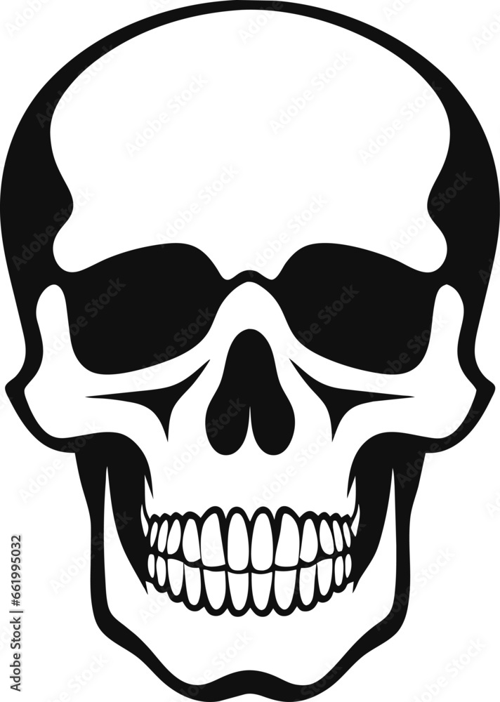 Hand Drawn Skeleton Head. Skull Vector Illustration