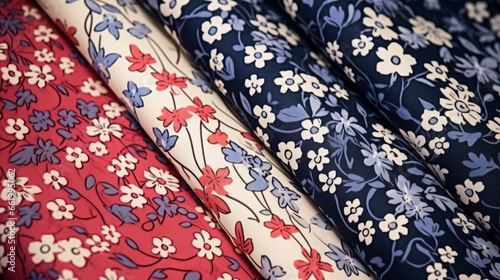 Calico fabric with simple floral designs.