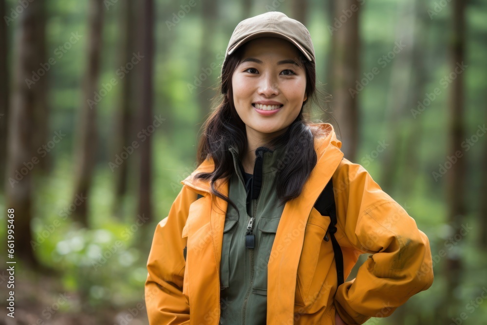Asian Woman Forestry Worker Employee Attractive Setting Generative AI Asian Woman Forestry Worker Employee Attractive Setting Generative AI