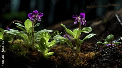 A butterwort plant with sticky leaves. photo