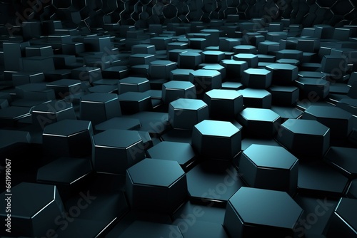 A 3D hexagonal background design created using technical techniques. Generative AI