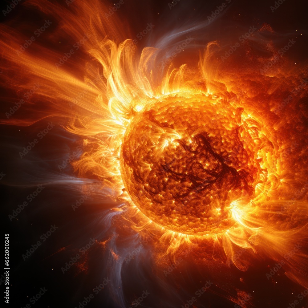Fototapeta premium Striking image of the sun's surface during a magnetic storm,