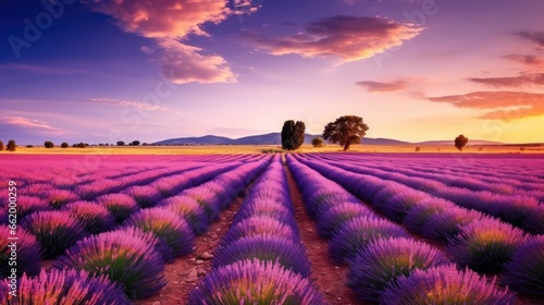 tranquil scene with beautiful lavender field at morning © olegganko