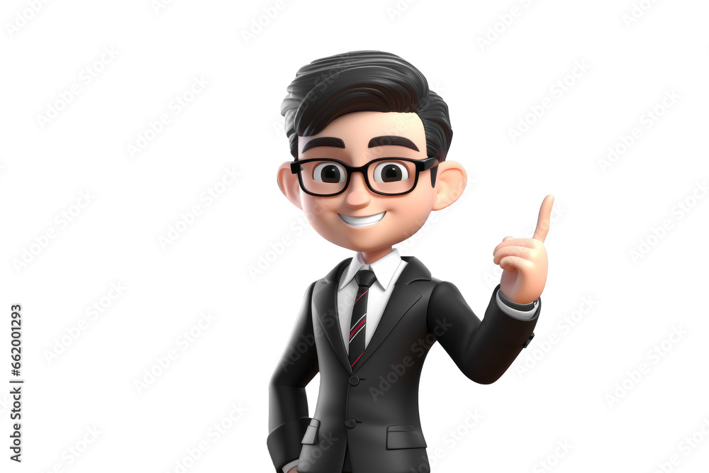 Delightful Desk Dynamo Cute Businessman Shaping Success in 3D