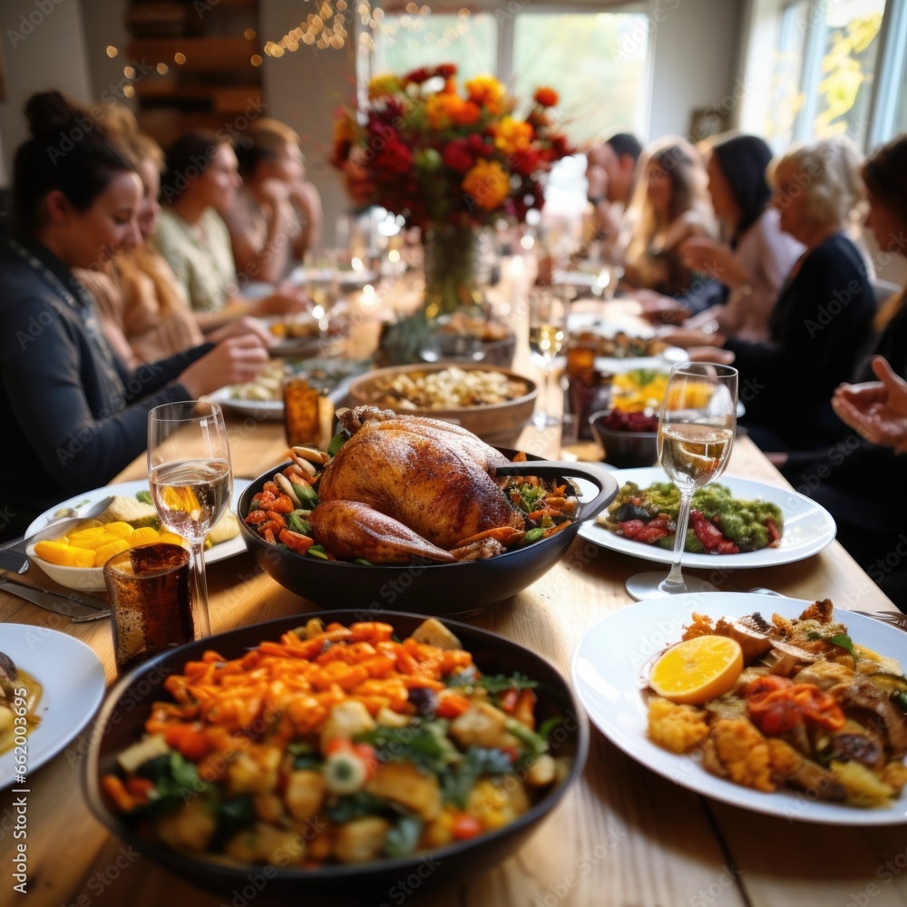 Thanksgiving dinner in a big family with all generations Thanksgiving dinner in a big family with all generations