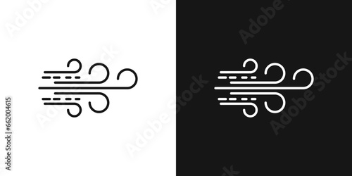 wind icon set. windy air vector symbol. breath blow sign in black and white color. photo