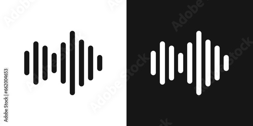 sound icon set. digital recorder voice audio wave vector symbol. soundwave frequency icon in black and white color. photo