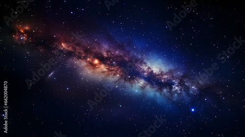 colorful image of stars and red light in the space  in the style of dark sky-blue and black  soft edges and atmospheric effects  light red and dark indigo  light turquoise and dark crimson