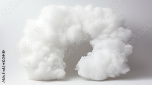 A fluffy cloud-shaped letter E on a white backdrop.