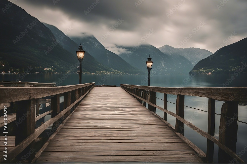 pier in the mountains
