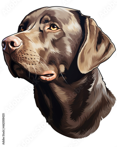 Realistic Artistic Portrait of a Chocolate Labrador Retriever in Profile View