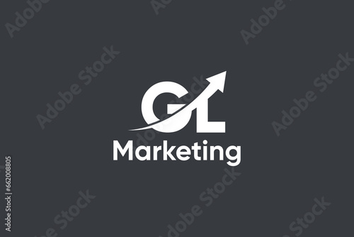 GL Letter And Arrow Marketing Logo Vector Template