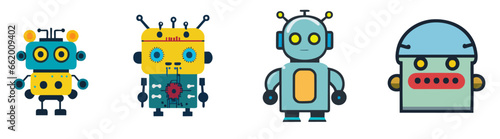 robot icons isolated interesting 