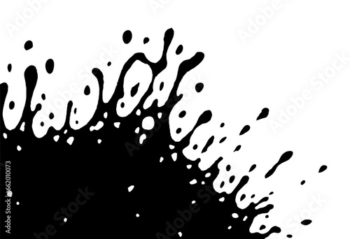Black liquid is dripping. Paint dripping on a white background. Black paint drips. Grunge texture. Templates for design, banners, creativity. 