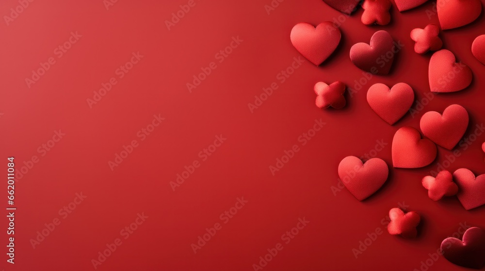 red hearts on red background