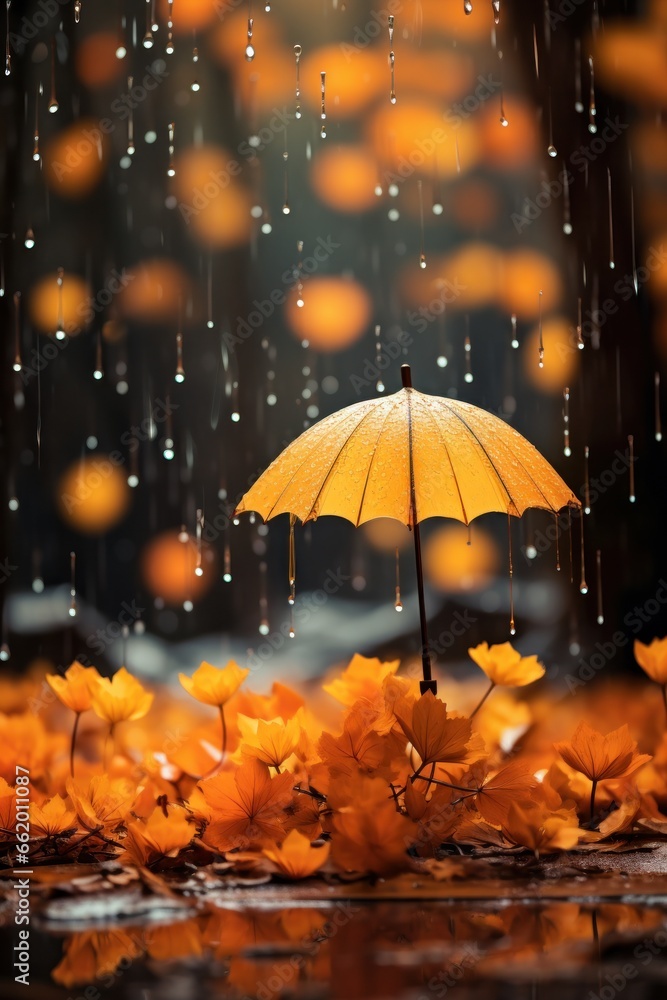 romantic rainy autumn background