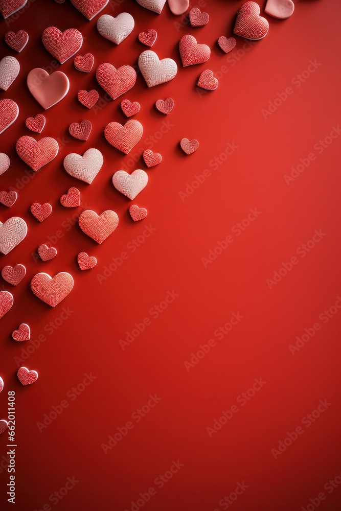red hearts on red background