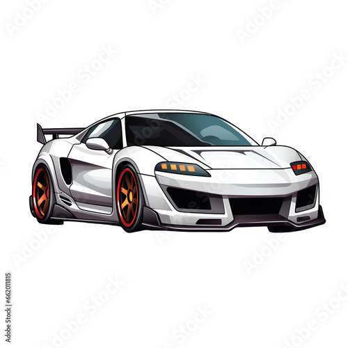 Cartoon Style Japanese Sport Car Race Car No Background Perfect for Print on Demand Merchandise © Kevin