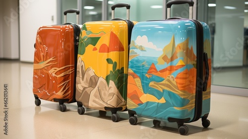 Colorful suitcases for long trips