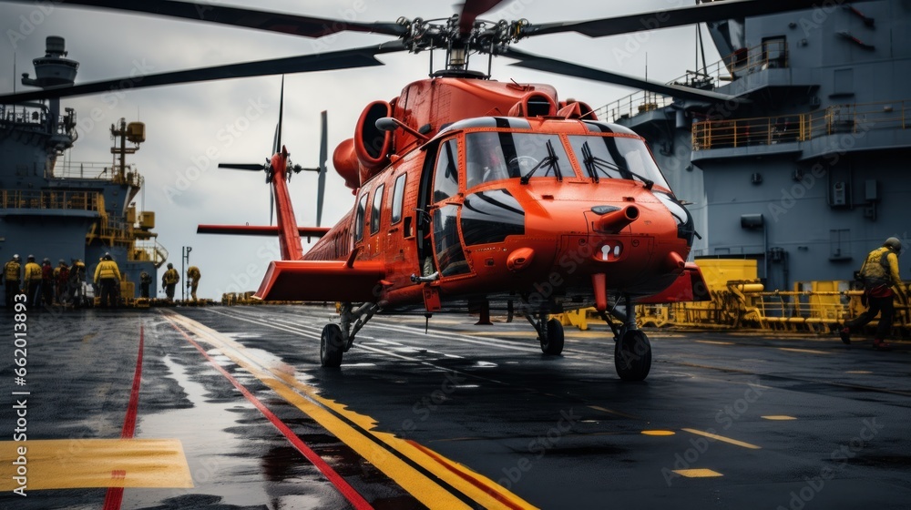 Helicopter landing on the deck of a ship Helicopter landing on the deck of a ship