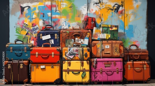Colorful suitcases for long trips