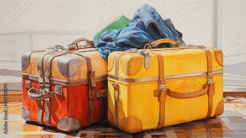Colorful suitcases for long trips