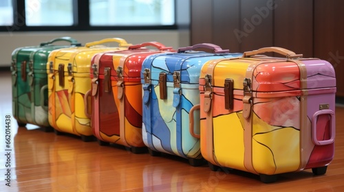 Colorful suitcases for long trips