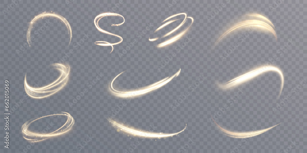 Light golden Twirl. Curve light effect of golden line. Luminous golden circle. Element for your design, advertising, postcards, invitations, screensavers, websites, games. Light golden Twirl. Curve light effect of golden line. Luminous golden circle. Element for your design, advertising, postcards, invitations, screensavers, websites, games.