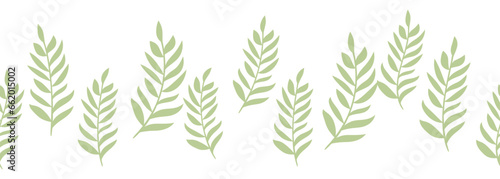 Leaves decorative, algae horizontal border seamless pattern