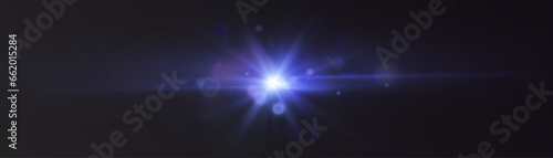Bright light effect with rays and glare shines with blue light for vector illustration.