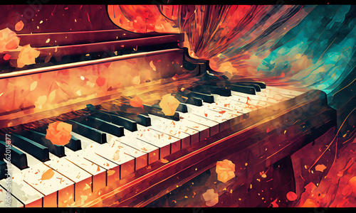 アーティスティックに描かれたピアノのイラスト