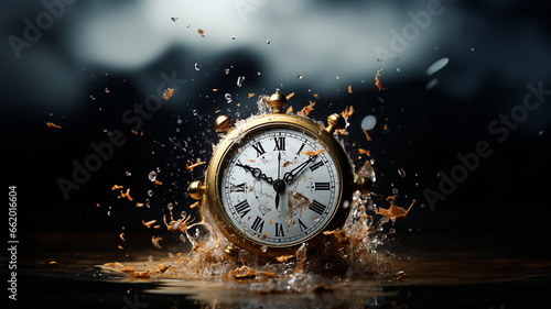 Uhr als grafische Darstellug für Zeit mit Geschwindigkeit im genialen futuristischen Stil, ai generativ