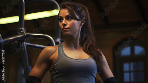 Gym Girl Training Woman at the Gym with Gym Outfit. Woman Training with Weights Bodybuilding Powerlifting