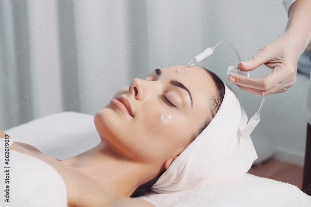 woman undergoing procedure in beauty clinic