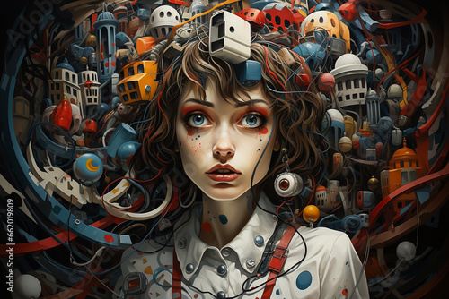 Illustration of a mind of a person with Obsessive Compulsive Disorder (OCD)