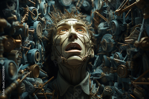 Illustration of a mind of a person with Obsessive Compulsive Disorder (OCD)