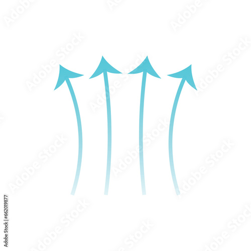 Wind direction arrows and air flow illustration. 