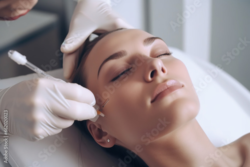 woman undergoing procedure in beauty clinic