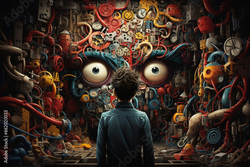 Illustration of a mind of a person with Obsessive Compulsive Disorder (OCD)