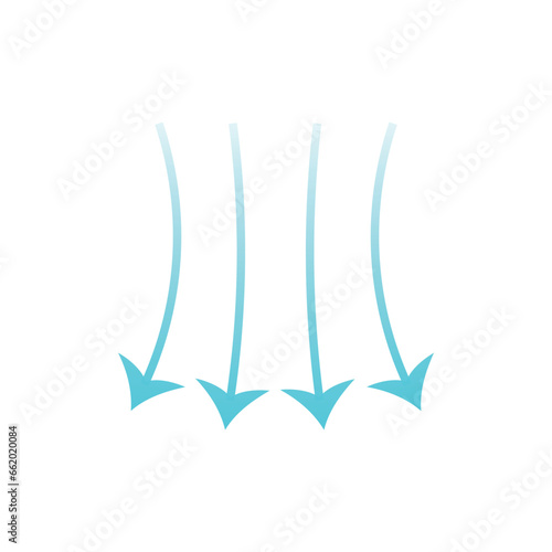 Wind direction arrows and air flow illustration. 