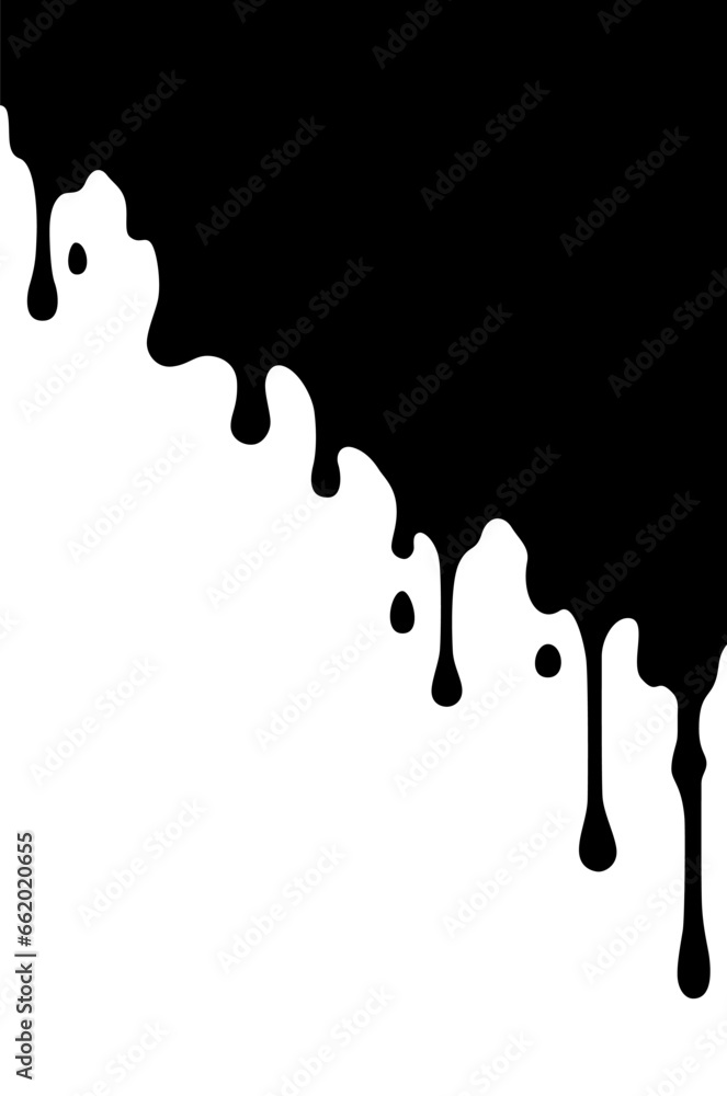 Black liquid is dripping. Paint dripping on a white background. Black paint drips. Grunge texture. Templates for design, banners, creativity. Black liquid is dripping. Paint dripping on a white background. Black paint drips. Grunge texture. Templates for design, banners, creativity.