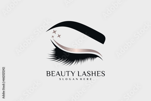 Eyelashes logo design for beauty icon with creative idea