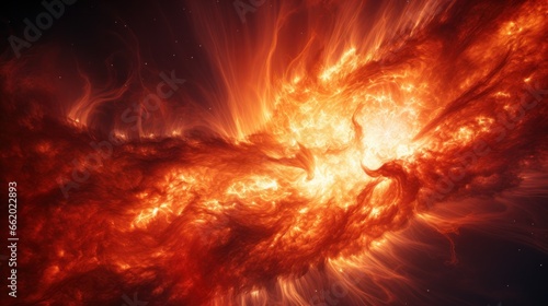 A close-up view of a solar flare during a magnetic storm