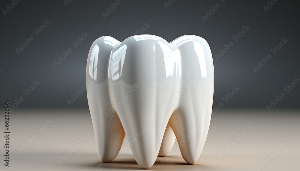 A whole white, shiny and beautiful tooth surrounded by a white environment, A whole white, shiny and beautiful tooth surrounded by a white environment,