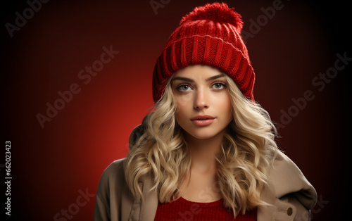 Stunning Christmas Blonde: Red-Hot Beauty in a Santa Hat | Festive Close-Up