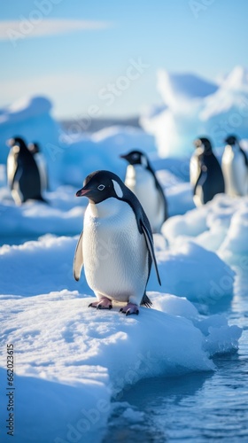 penguins waddling on ice floe