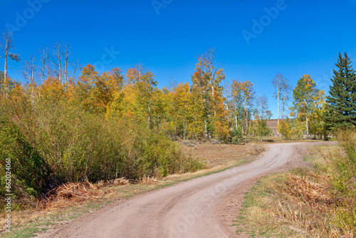 autumn road on Pinyon Mesa in western Colorado