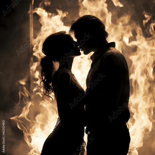 love couple in ocean of fire photo