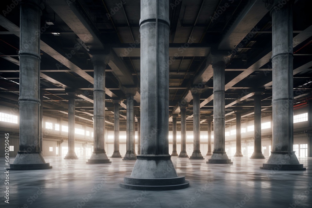 Enhanced base for supporting column in factory warehouse. Generative AI