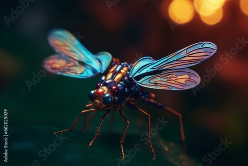 vibrant insect with colorful wings and graceful flight. Generative AI